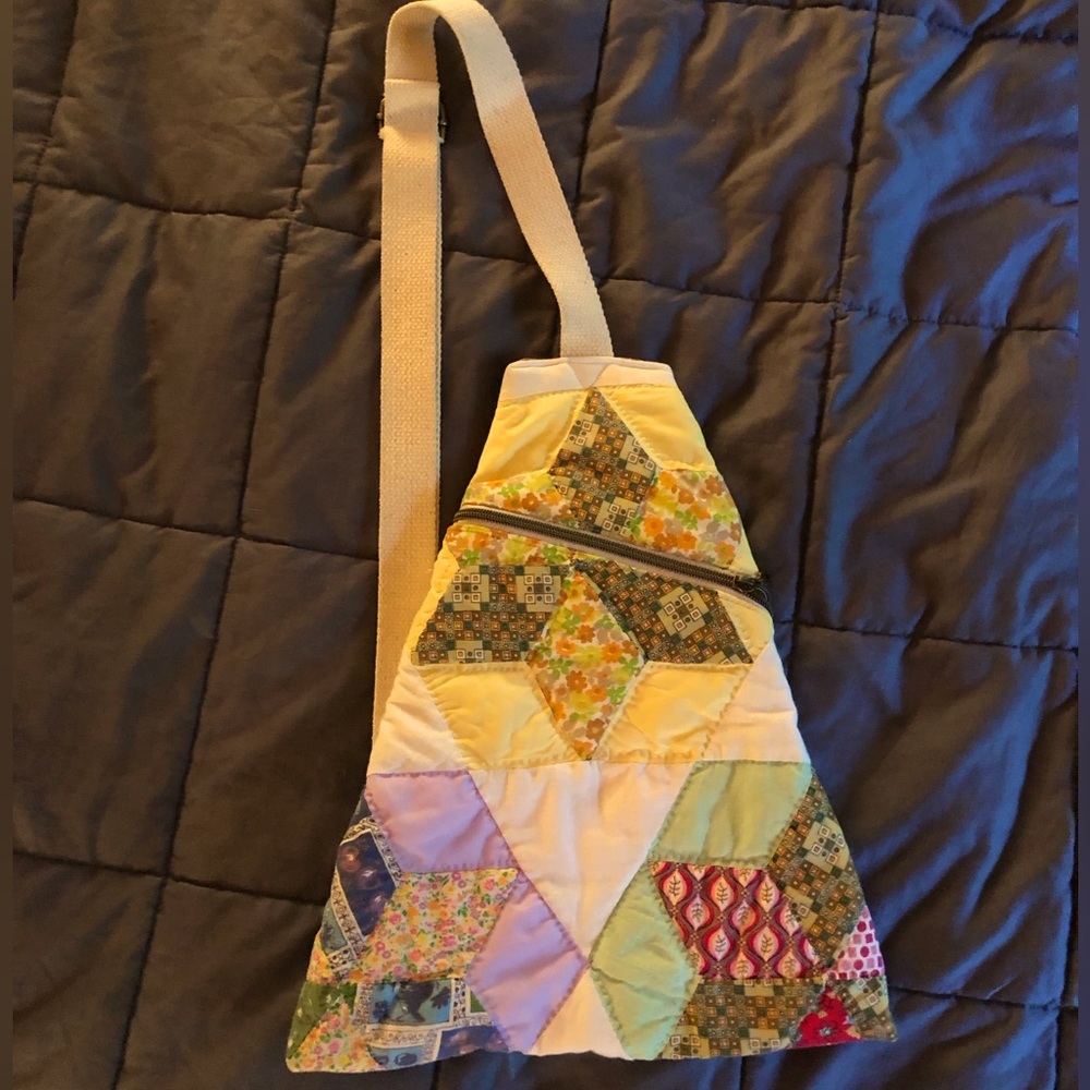 Patchwork quilted sling bag